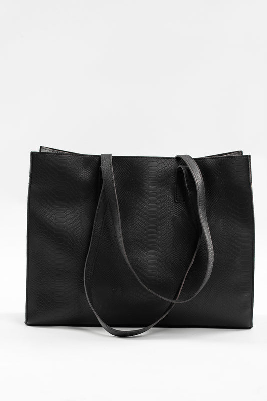 Black Leather Tote Bag