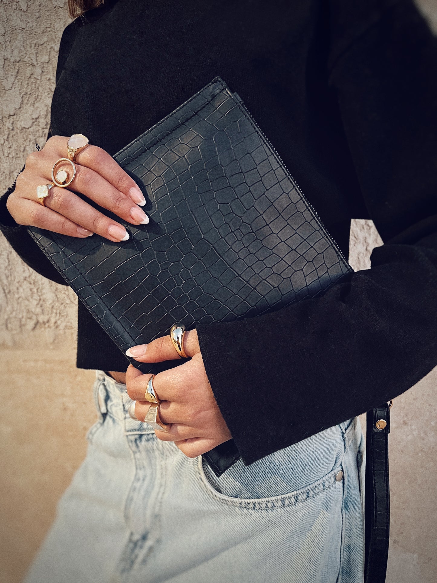The Black Croc Clutch