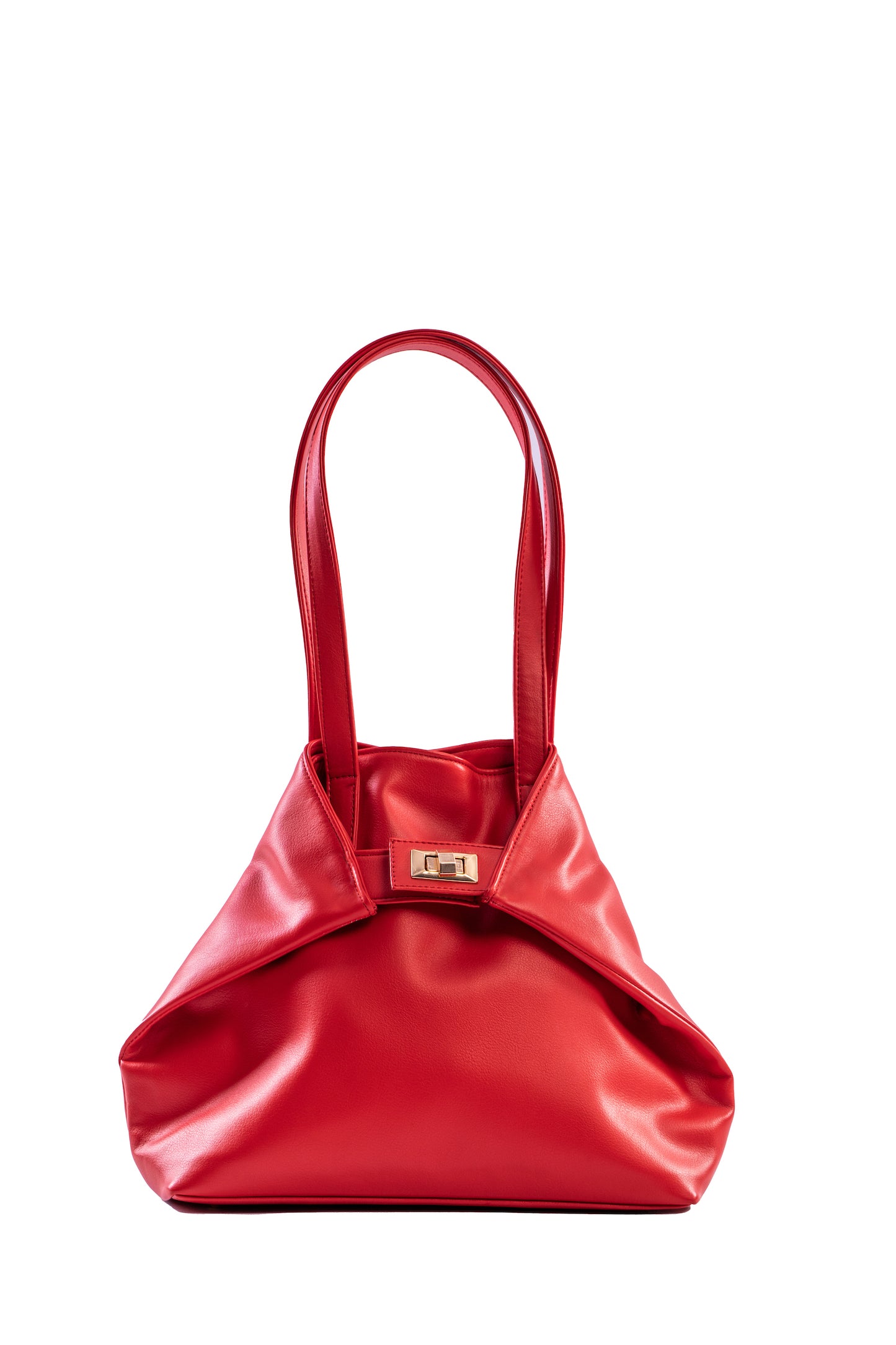 Folded Red Leather Tote