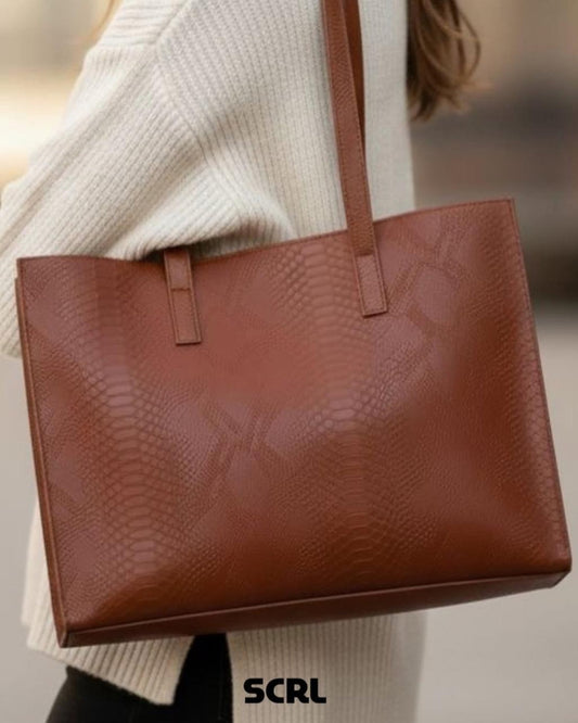 Havane Leather Tote Bag